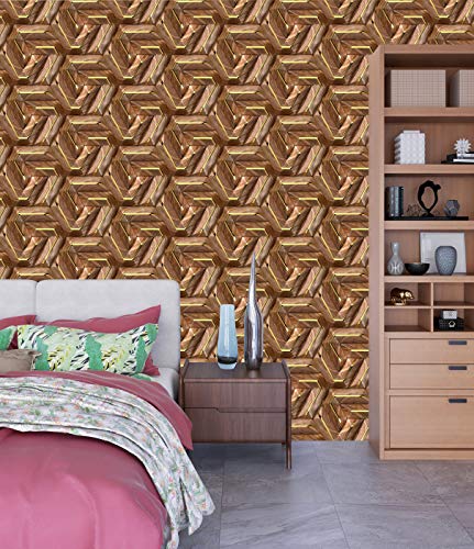 Image of DWELLSINDIA 3D Wood Self Adhesive Wallpaper Peel & Stick, Waterproof, Scratch Resistant, Laminated (41cm x 244cm,Multicolor)
