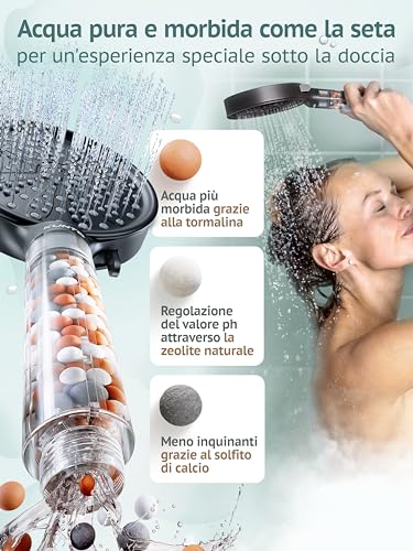 KUNTO soffione doccia con tubo a risparmio idrico