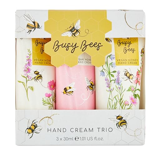 Heathcote & Ivory Hand Cream 3 x 30 ml Vegan Honey 3 Fragrances Travel Size and Cruelty Friendly Ideal for Toiletry and Wash Bag Beauty Gift for Her Busy Bees Collection