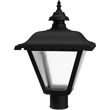 Black Outdoor Lamp Post Fixture - Fits 3" Light Poles for Outside Lighting - Waterproof E26 Base Lantern for Yard Patio Deck Garden Porch Mailbox Driveway & Street Lights - USA Made, Tudor | Anti-Rust Waterproof Lantern Pole Light, 17" USA-Made Polycarbonate, 100W Max, for Yard, Patio, Deck & Fence Lighting