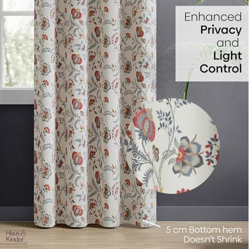 Image of haus & kinder Digital Printed Cotton Door Curtain 7 Feet Long Pack of 1 Door Curtain, 7 Feet Curtain for Door (Saffron Garden, Multi 130x213 CM)