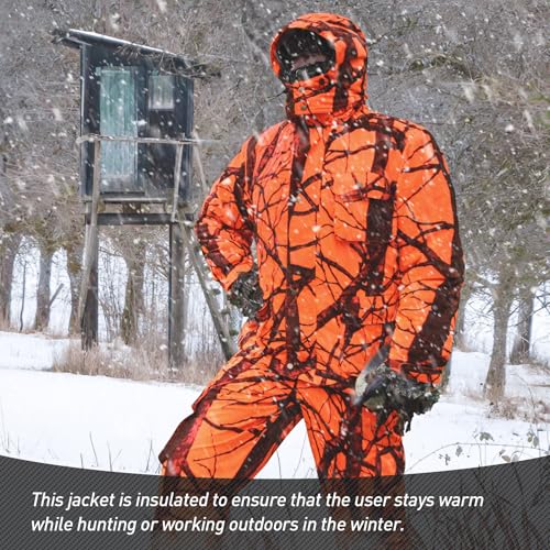 GUGULUZA Hunting Jacket with Fleece Lining, Water Resistant Hooded Coat for Men, Silent Deer Hunting Parka Upland Jackets3