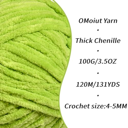 Image of 3 Pack Lime Green Fluffy Velvet Yarn for Crocheting, Chunky Chenille Baby Blanket Yarn for Crocheting, Soft Fuzzy Puzzle Yarn for Knitting, (100g /3.53oz Each) Bulky Thick Amigurumi Crochet Yarns