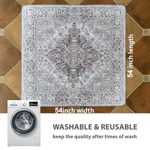 Image of nunubaby Washable Pee Pads for Dogs, Stylish, Non-Slip and Leak-Proof Pee Pads. Reusable Potty Pads for Dogs for Crates and Floors.(Brown /Geo,54 inch x54 inch )