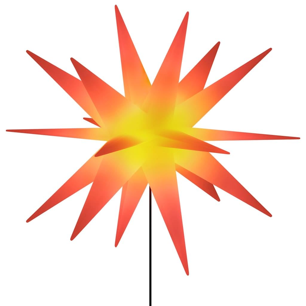 HaoChrymec Stelle di Natale a LED pieghevoli con picchetti, rosso, set da 3