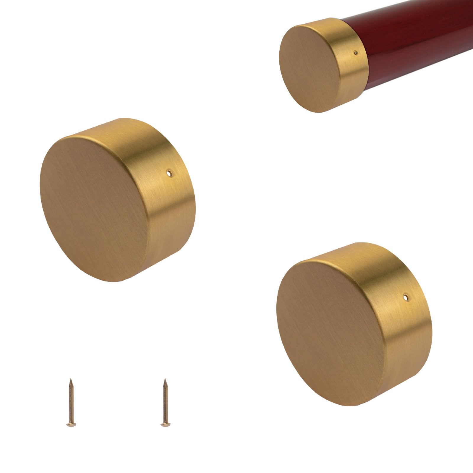 UFURMATE 2Pcs Handrail End Caps, Staircase Steps Round Hand Rail Cover Brass Pipe Plugs Durable Hand Railing Fittings for 47mm/1.85in