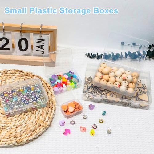 Image of ZWIN 24 Pack Mixed Sizes Rectangular Mini Plastic Containers Clear Plastic Storage Boxes with Hinged Lids 4 Sizes Clear Small Craft Storage Containers for Crafts Bead Small Items