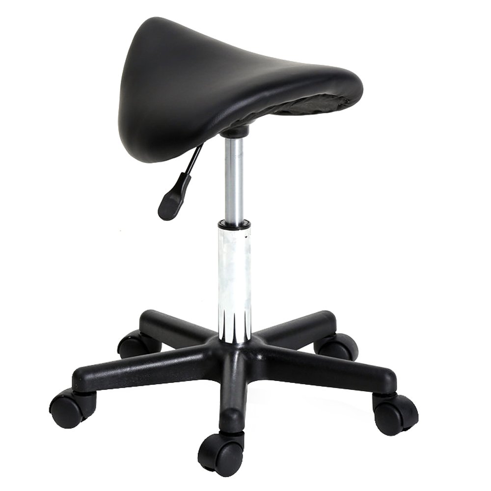 Tabouret de Massage, Selle de Cheval pivotante à 360°, Réglable en Hauteur, Capacité de Charge 150 kg, pour Salons, instituts de beauté, cliniques et Bureaux (Noir)