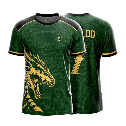 Image of YOURJERSEY Real Dragon Fury Football Jersey | Custom Name & Number | 3 Colors: Red | Black | Green | Sizes 2Y to 4XL | Premium Custom Football & Cricket Jersey | Premium Breathable Fabric