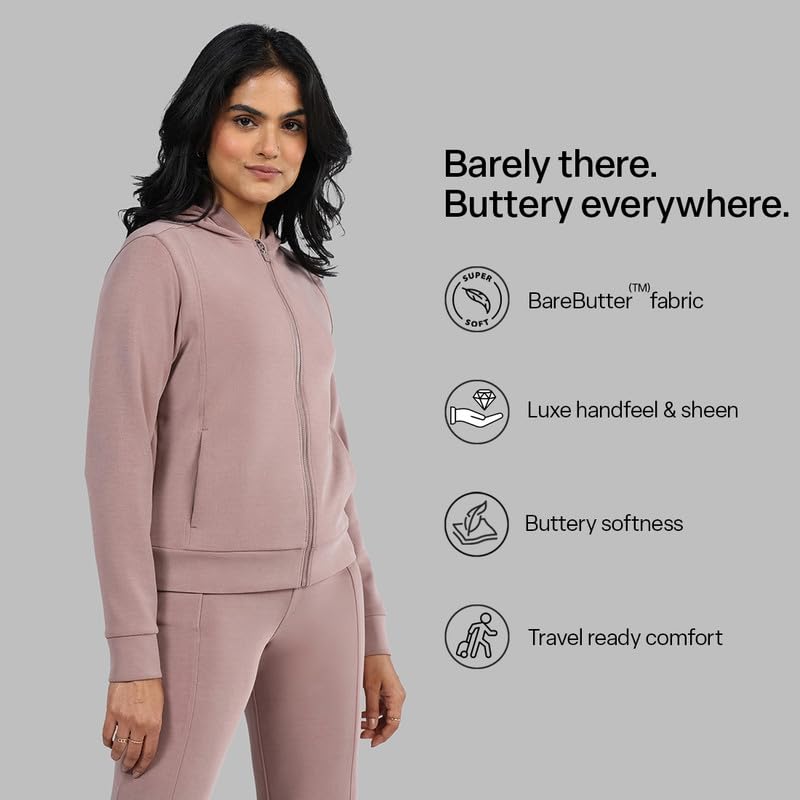 Image of BlissClub Bare Butter Hoodie | Front Pockets | Full-Length Zipper | Cuffed at Sleeve |