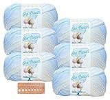 Lion Brand Yarn - Ice Cream - 6 Pack with Needle Gauge (Blueberry)