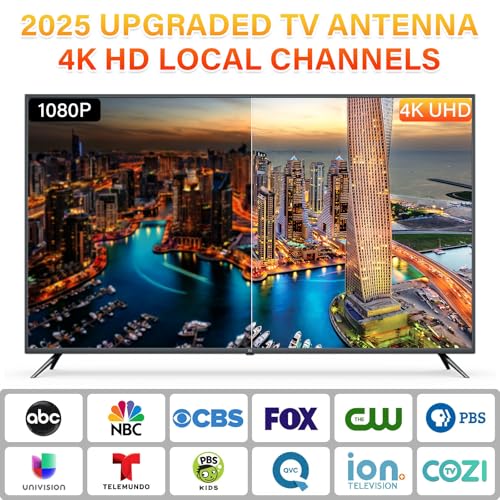 TV Antenna Indoor, Digital Antenna for Smart TV, Tv Antenna for Local Channels, Long Range Receive 4K 1080P Channels HDTV Atenna Antennae with Strong Magnetic Base, HD Antennas for TVs Without Cable