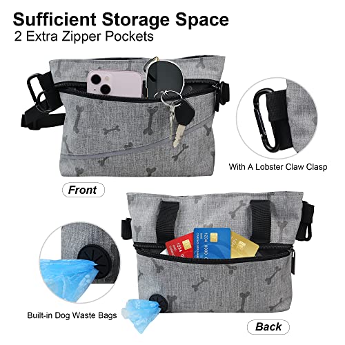 Elvaesther Pochete para passear com cães, estampa de osso, bolsa de cintura para treinamento de cães