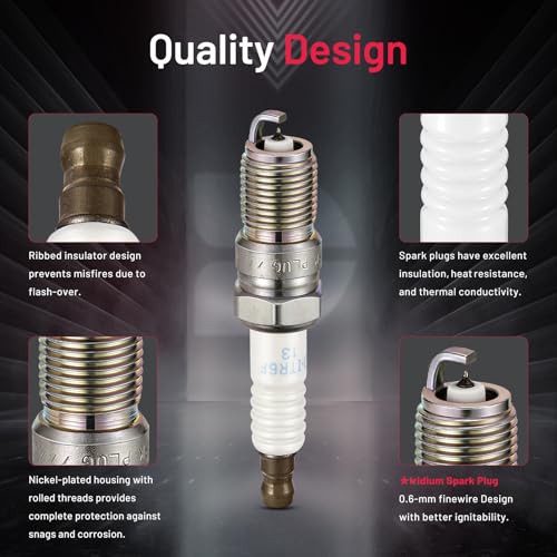 Image of BDFHYK Set of 4 Iridium Spark Plug Compatible with Focus Escape Transit Connect, compatible with Mazda 3 Tribute,compatible with Mercury Mariner,2.0L 2.3L ELECTRIC L4,Engine Replacement for AP104 7963
