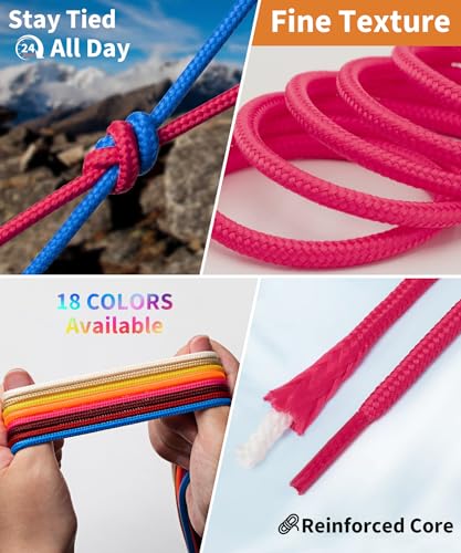 Image of Handshop 2 Pairs Round Boots Shoelaces, Heavy Duty Outdoor Shoe Laces | Replacement Shoestrings for Hiking, Running, Sporting Shoes and Work boots, Sturdy and Robust, 28 Colors, 30-63 inch Length