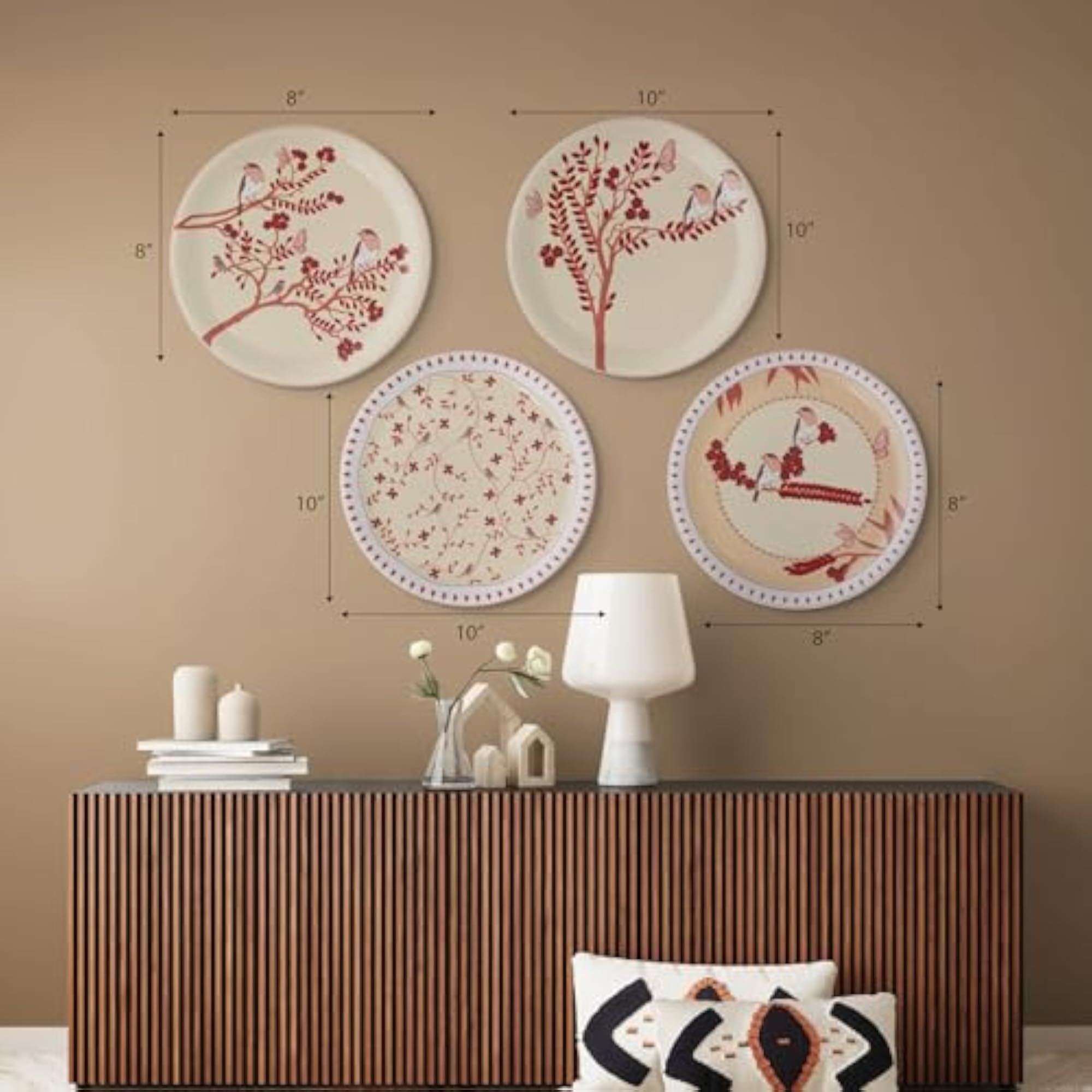 Nature Art Collage Decorative Porcelain Wall Plate Set