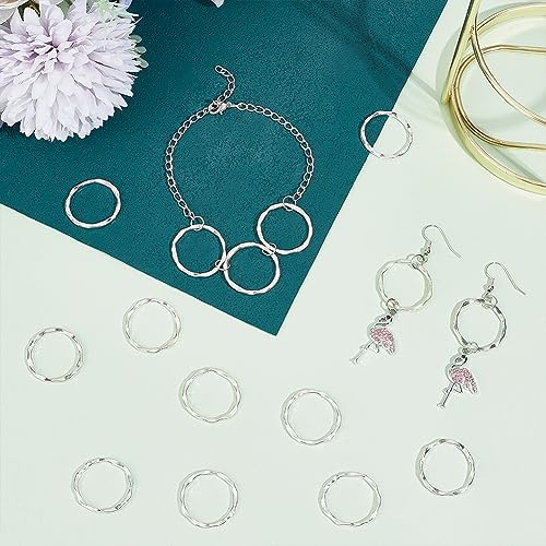 UNICRAFTALE Alloy 40pcs 22mm Tibetan Style Linking Rings Metal Wave Round Circle Frames Connectors O Pattern Rings Connectors Silver Earring Ring Jewelry Links For Bracelet Necklace Jewelry Making - Image 3