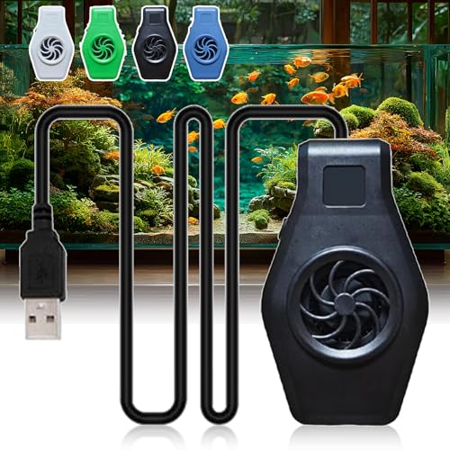 水槽用クーラー クールファン 水槽冷却ファン 扇風機 小型 魚飼育用 クーリングファン USB 水槽ファン冷却 魚夏対策 2段階風量調整 低騒音 水温昇進防止 取り付けが簡単 (ブラック)