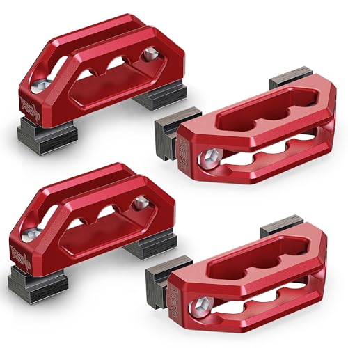 Image of RENO Aluminum Bed Rail Cleats, Tie Down Anchors for Cargo Trailer Compatible with Tacoma Tundra Gladiator Pickup Truck, Replaces PT278-35160 /35111 /35112 /35100-S1 /35050-S1 PT785-35050-S1 (Red, 4PCS)