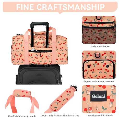 Goloni Cute Duffle Bag for Women, Gym Bag with Shoe Compartment, Lightweight Weekend Travel Duffel Bag,Overnight Bag with Wet Pocket3