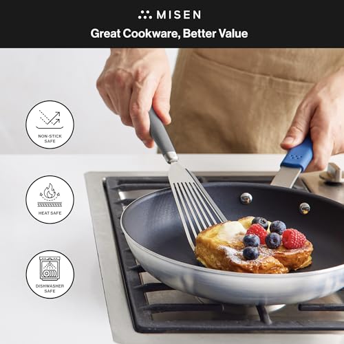 Image of Misen Fish Silicone Spatula - Slotted Turner for Cooking - Perfect for Frying - Heat Resistant - Dishwasher Safe -1mm Thick Flexible Flipper - Soft Silicone Grip Handle for Easy Use