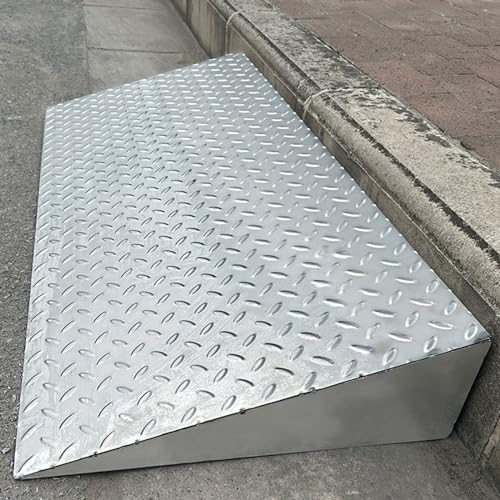 Rampa de umbral de acero inoxidable para escalones, no resbaladiza, con placa más ancha y gruesa, fijable al suelo (80 x 30 x 10 cm) miniatura 3