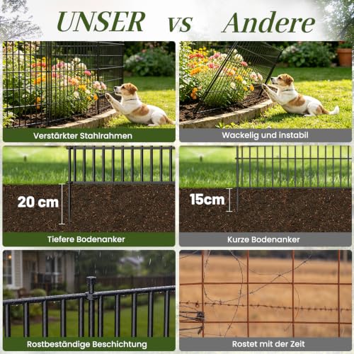 10 Paneele Dekorativer Gartenzaun für Hunde, 101 cm (H) x 7.2 m (L)