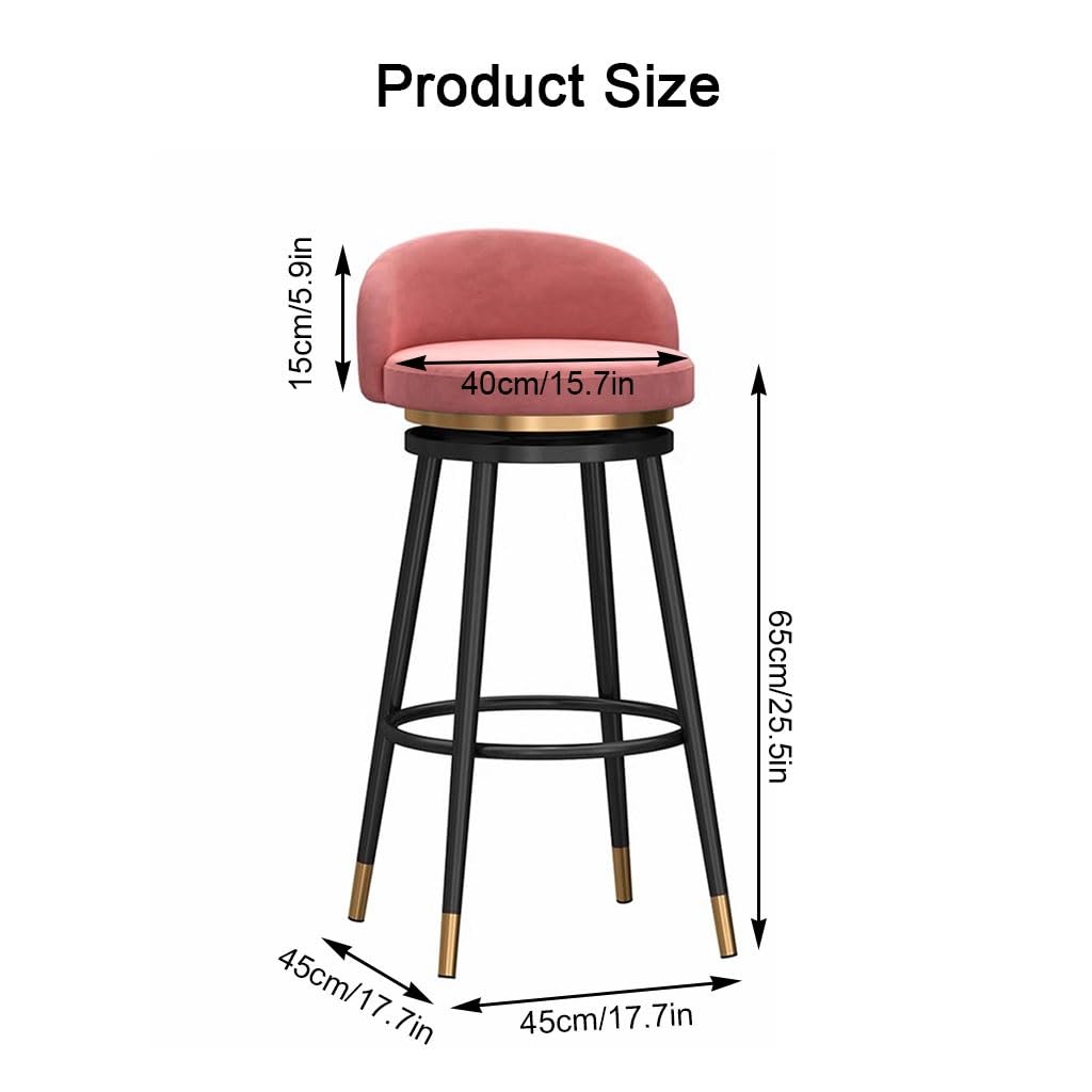 Sgabello da bar girevole moderno in velluto - Altezza regolabile con poggiapiedi, gambe in ferro per cucina, bancone per la colazione, banco cassa e salone di bellezza