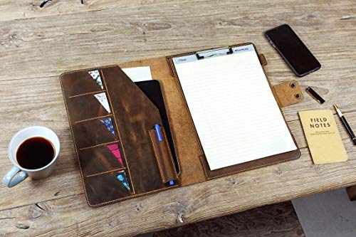 Personalized rustic leather clip board clipboard padfolio, A4 letter size distressed leather business padfolio with clip board CB05CP3