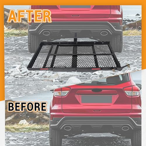 Image of HECASA Hitch Mount Cargo Scooter Carrier Rack w /Foldable Ramp 3 inch Rail Hitch