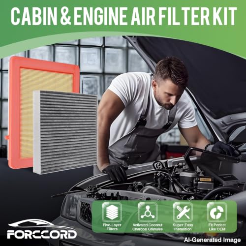 Image of Cabin & Engine Air Filter Fit for 2016-2020 Buick Envision L4 2.0L, 2017-2020 Envision L4 2.5L Activated Carbon Cabin Filter Replace#CF11966 22971580 Car Accessories