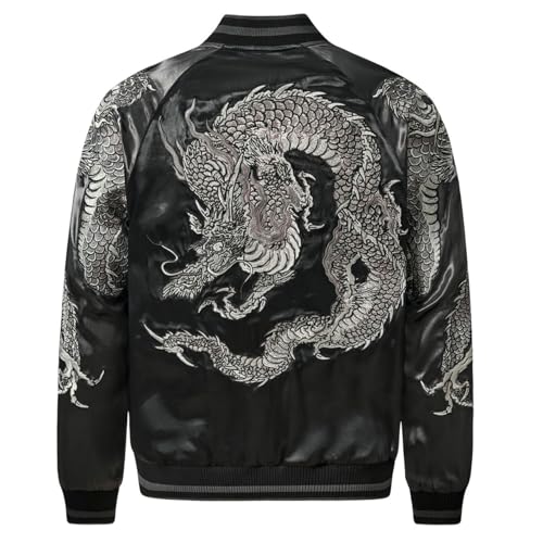 Veste de baseball homme en satin brodé au style minimaliste décontracté