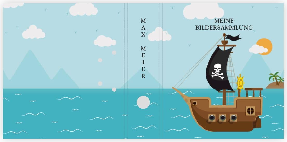 Ringordner | Ordner | mit Name +Text personalisieren | Piratenschiff | Bildersammlung | Mit Griffloch | für DIN A4 | 7,4 cm breit | Schiff | Piraten | Segelschiff