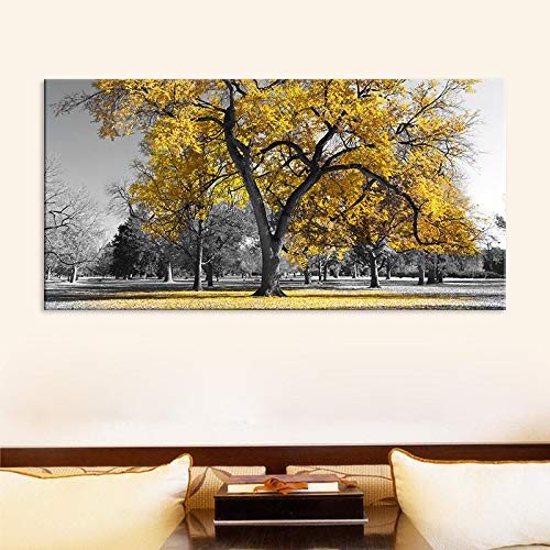 Peinture sur toile paysage arbre jaune : une oeuvre d'art haut de gamme pour votre intérieur