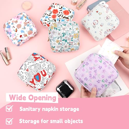 Image of Sanitary Pad Storage Bag Portable Period Bag for Teen Pads /Sanitary Napkins /Small Tampons, Sanitary Napkin Storage Bag First Period Gifts for Teen Girls (Rose Garden)