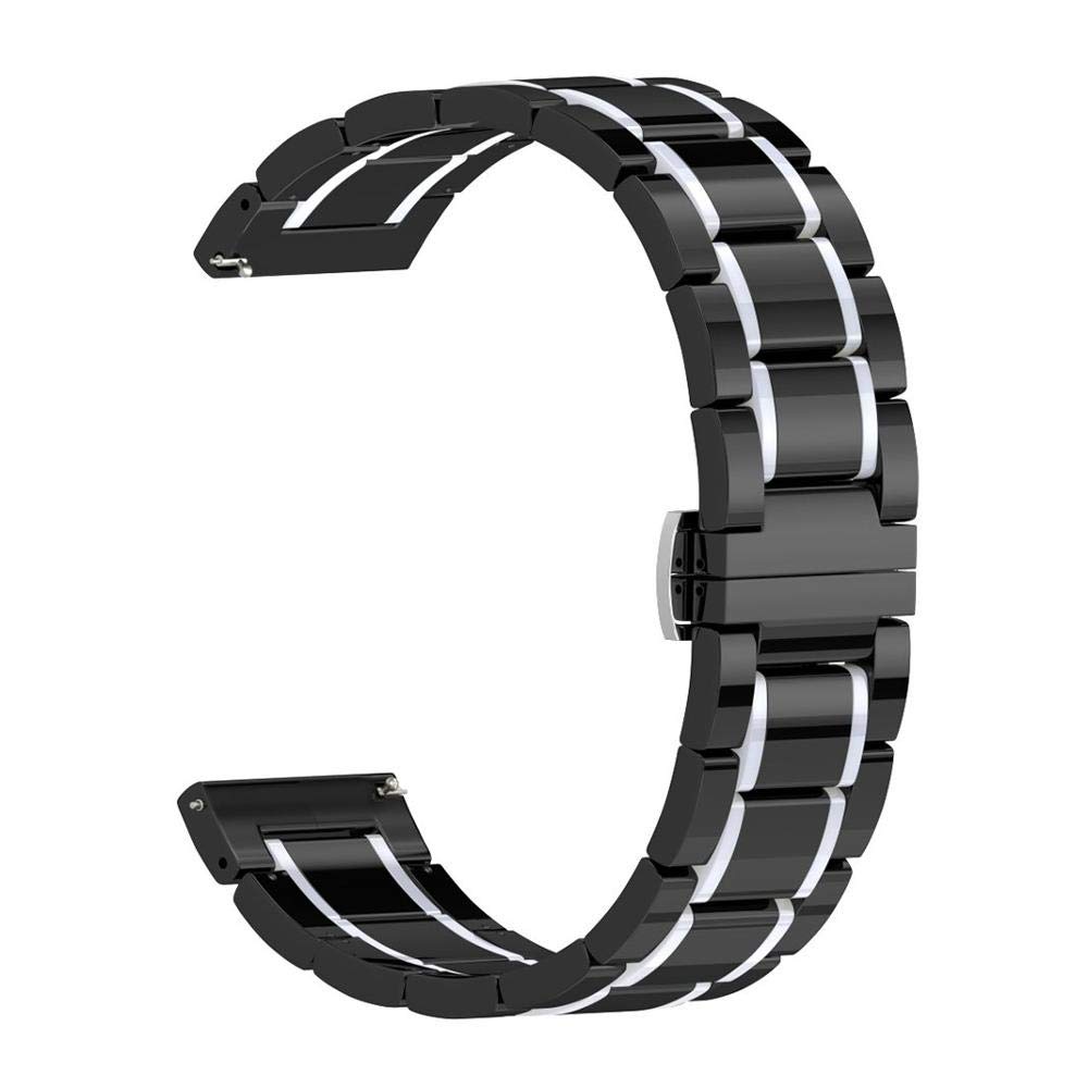 Overhil1s Watch Strap, 20mm 22mm 24mm Luxury Ceramic band for Women Men Watch Replacement Straps Smart Watch ceramic strap (Band Color : Black white, Band Width : 22mm)
