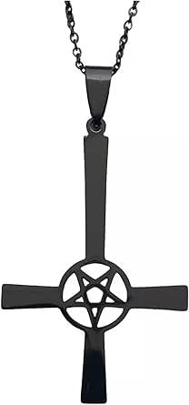 Collar Dije Cruz Invertida Pentagrama Satánica Negra Gótica Cabra de ...