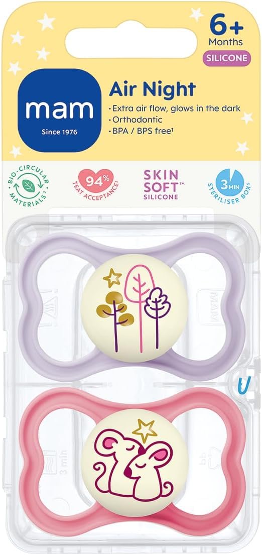 MAM Air Night Soothers, Pink 1, 6+ M Soother - Image 2