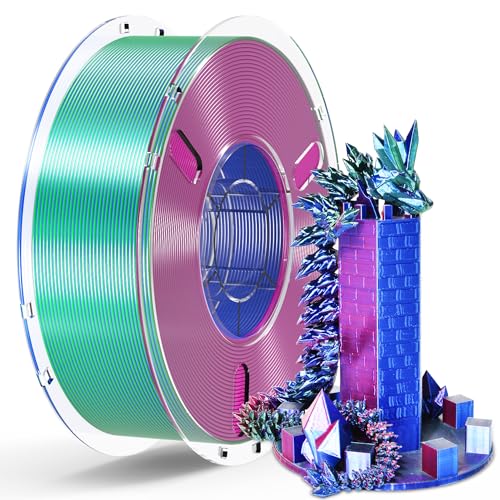Image of RAMBERY Silk Tri Color 3D Printer Filament 1.75mm, Triple Color Change by Angle, Silk Shiny PLA Filament Red-Blue-Green, 1kg Spool (2.2lbs)