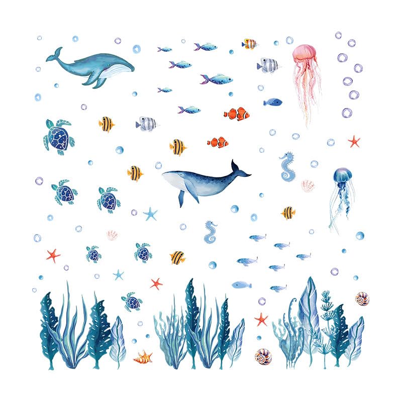 142 adhesivos marinos para pared en vinilo azul miniatura 5