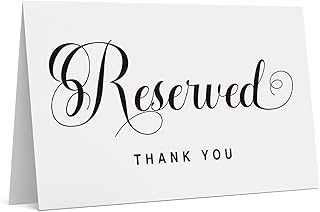10 Pack Reserved Sign Tent Place Cards for Party Restaurant, Reserved Table Signs, Wedding Reserved Signs for Tables at Restaurants, Wedding Receptions, Churches. (Thank You)