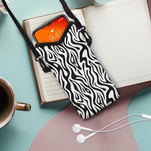 Image of Small Phone Bag Portable Water-Resistant Crossbody Pouch with Adjustable Strap Cellphone Case Mini Satchel Fits Most Phones for Casual, Beach, Travel, Zebra Print