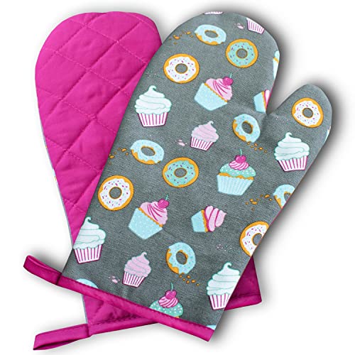 Ofenhandschuhe Kitchen, Cakes, rosa, 1 Paar, PSA-Kategorie II bis 250°C hitzebeständig, geprüftes und zertifiziertes Produkt