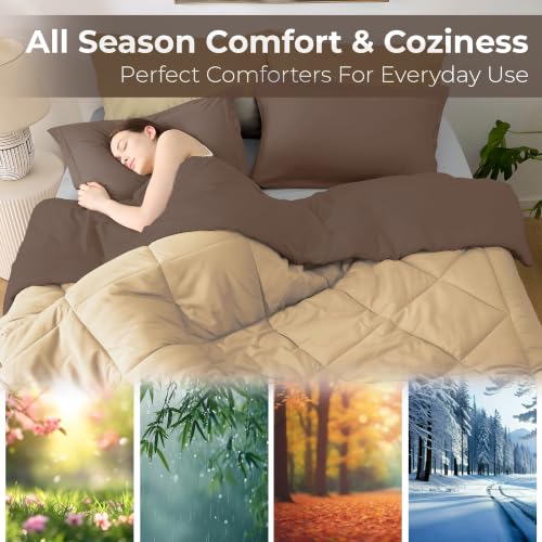 Image of Story@Home Reversible AC Comforter 220 GSM Lightweight Microfiber Summer Blanket for Single Bed (90x60 Inches) | Soft Cooling Quilt, Breathable All Season Duvet for AC Room - Camel Brown & Coffee