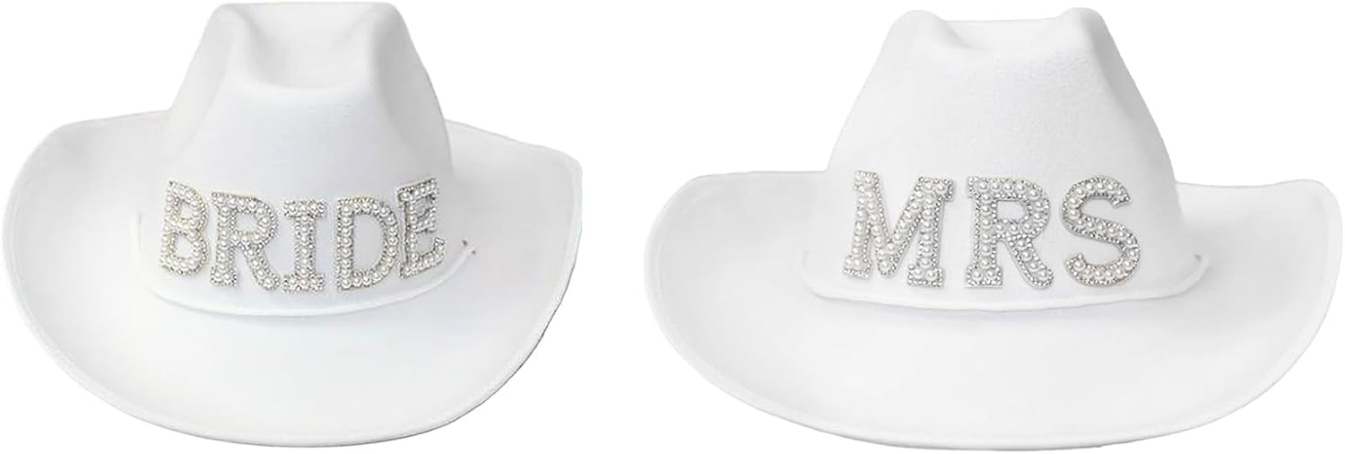 Mrs Cowgirl Hat for Bridal Party Bride Cowboy Hats for Women Bachelorette Party Hats Bridal Props Bachelorette Hat