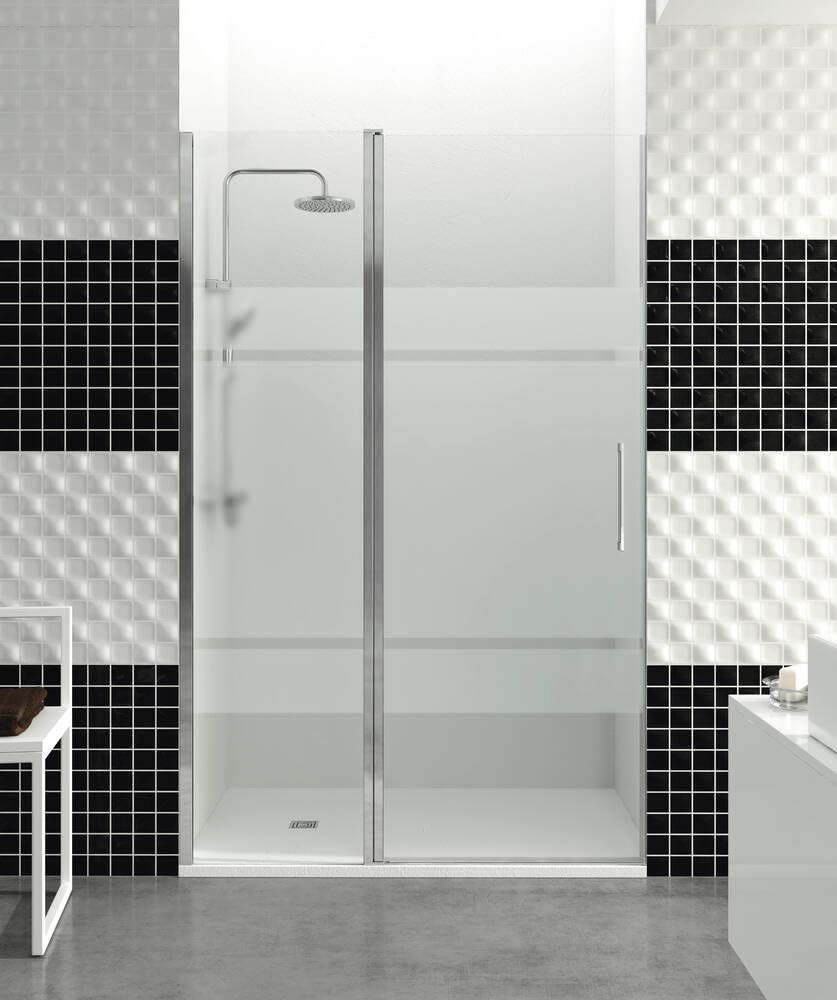 GME - Mampara Ducha 1 Puerta Corredera + 1 Puerta Fija Cromo 100cm | Mampara de Cristal con Perfilería de Aluminio y 195cm de Altura | Cristal Templado 6mm Antical Y Cierre Magnético