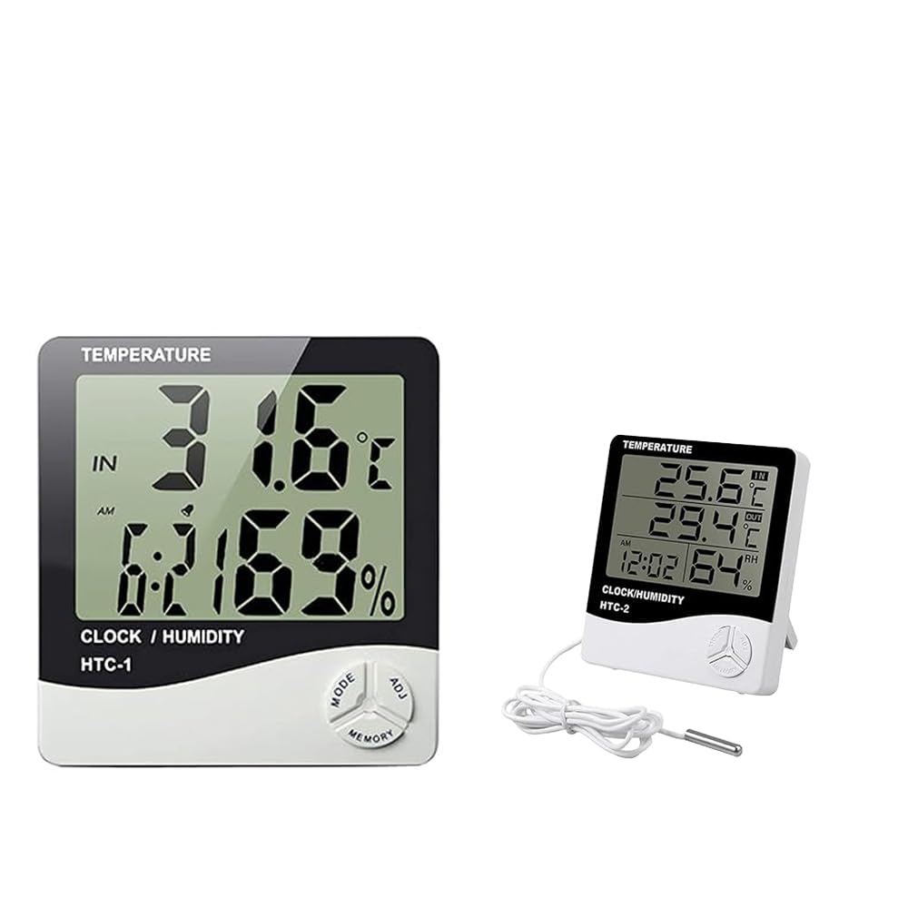 Digital Thermometer Hygrometer HTC-2 & HTC-1 Combo - Indoor Room Thermometer with Humidity Incubator Meter, Accurate Temperature Indicator, Wall Mounting LCD Digital Clock Monitor.-picture-22