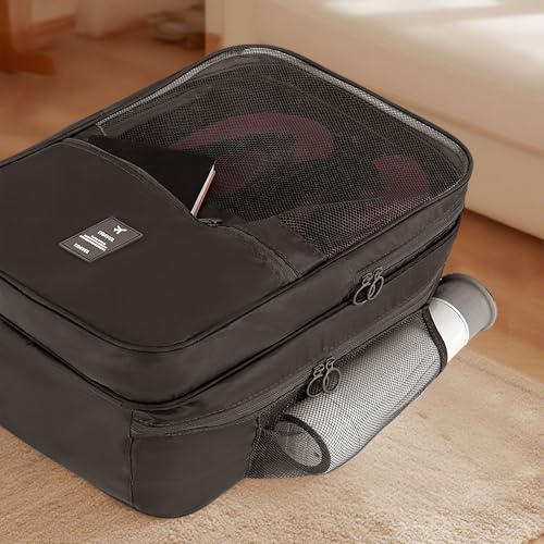 Large Shoe Bags for Travel Holds 4 Pair of Shoes, Travel Shoe Bag with 3 Layers Compartments, Waterproof & Washable (Black)4