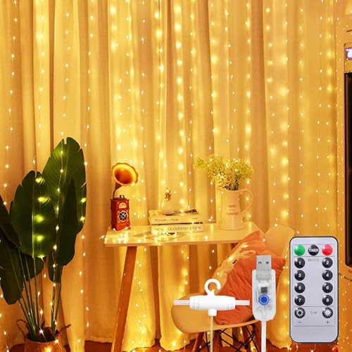 HashWOW® Fairy Curtain String Lights for Wall Decoration. 8 Modes...
