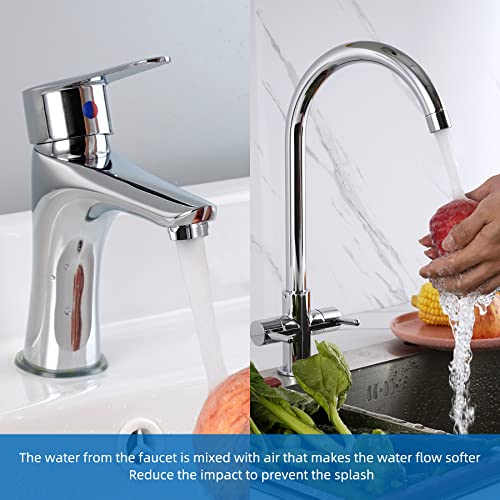 Hibbent 4 Pack Faucet Aerator, Solid Brass Kitchen Sink Faucet Aerator Shell And Built-In Filter, 2 Pack 15/16 Male Thread With 2 Pack 55/64 Female Thread Bathroom Aerator Faucet Filter, Chrome Finish #TOP3